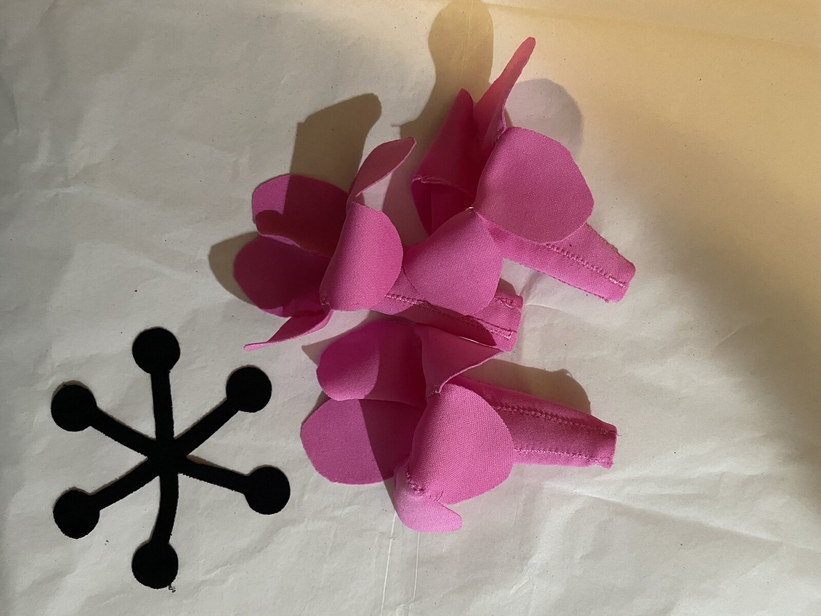 First flower prototype, pink silk bud form